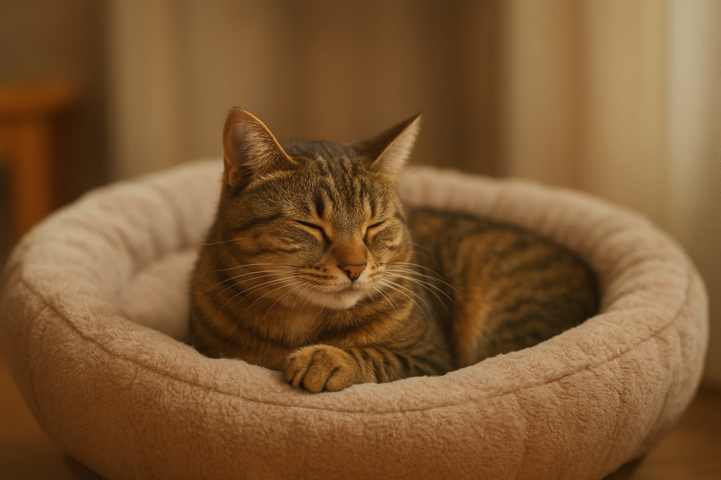 gato descansando en su canasta